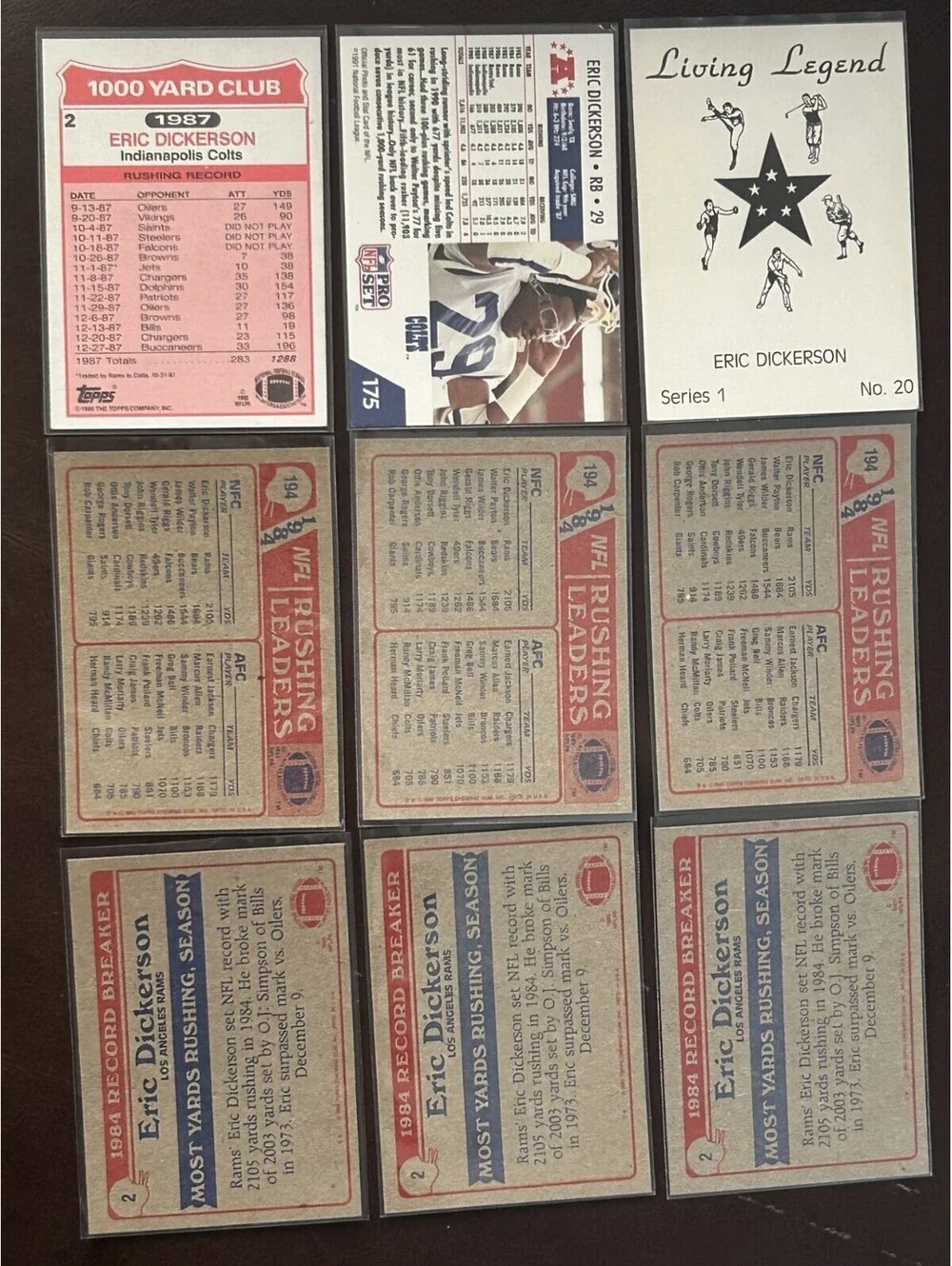 HOF RB ERIC DICKERSON COLLECTION PANINI/TOPPS/PRO SET + 19 NM VINTAGE CARD LOT